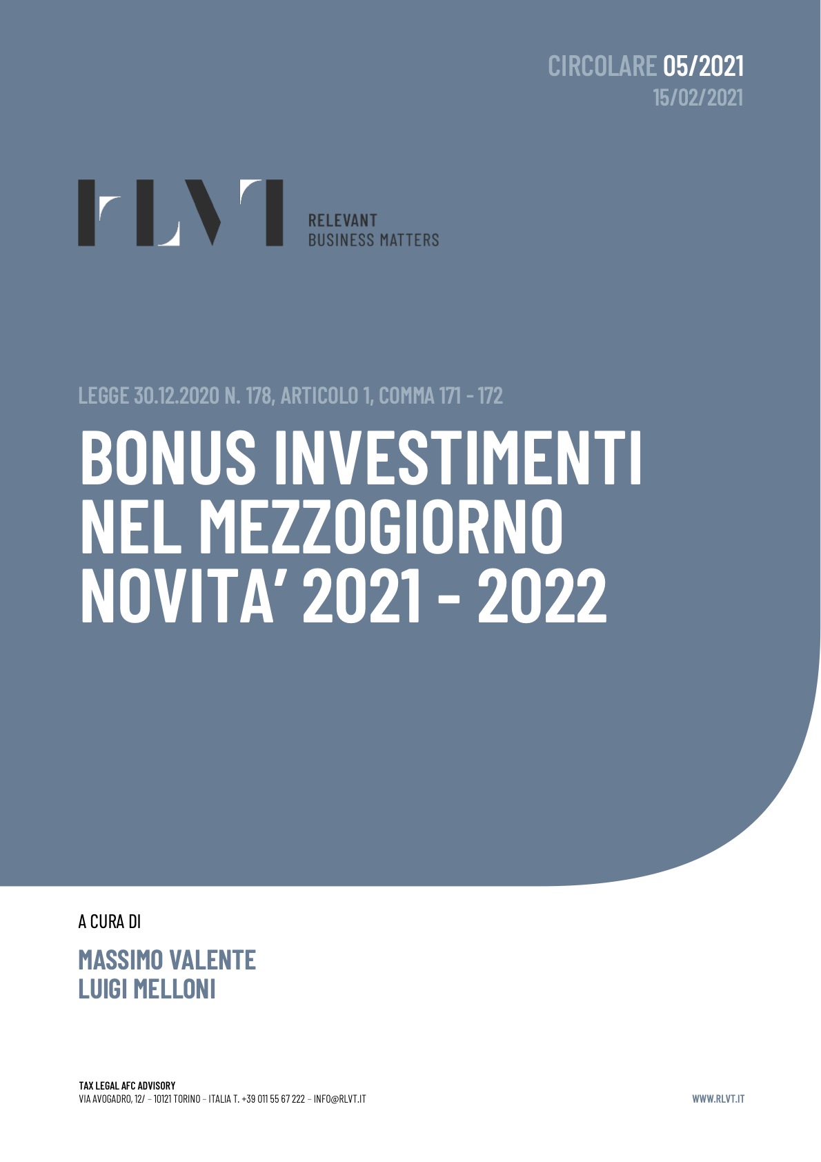 Circolare RLVT N.5 Bonus investimenti Mezzogiorno