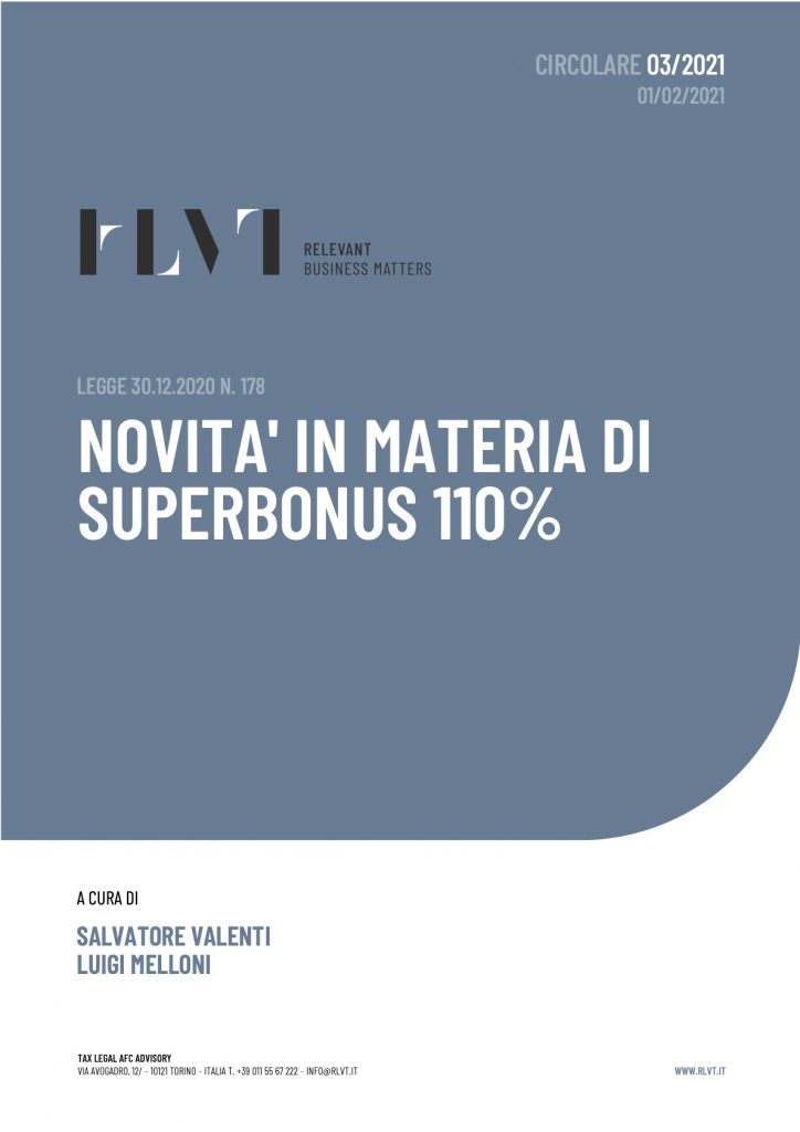 NOVITA' IN MATERIA DI SUPERBONUS 110%