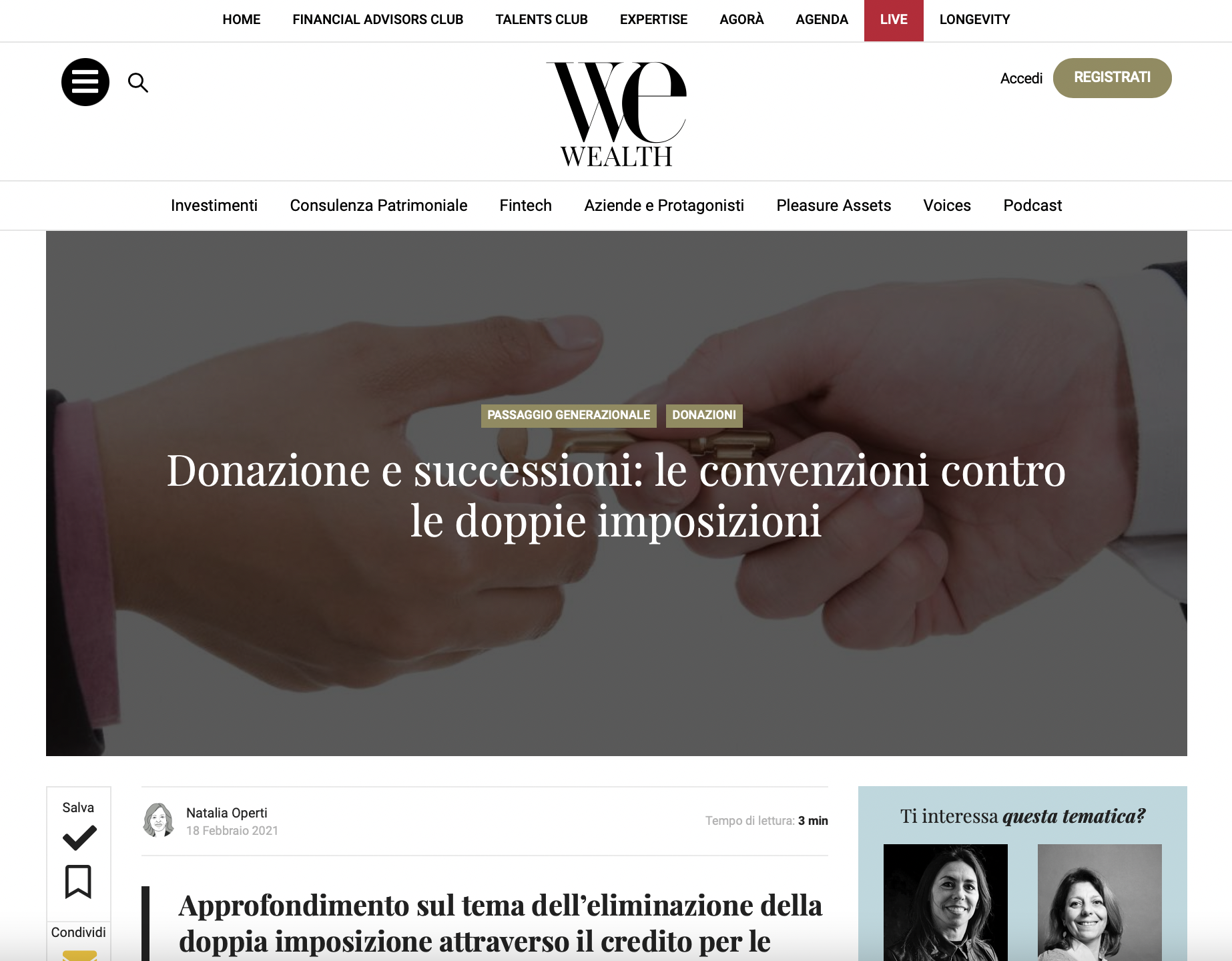 Donazione e successioni