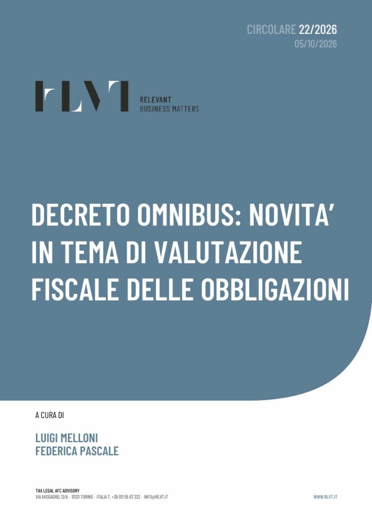 Copertina della Circolare RLVT 22/2026 su valutazione fiscale obbligazioni: novità del Decreto Omnibus
